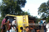 Kundapur: Several  children hurt as school bus overturns near Byndoor